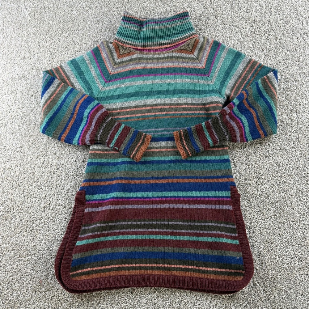 Vintage Rosanna Sweater Womens Medium Multicolor Stripe Wool Turtleneck Tunic